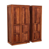 ONIJA Wooden 3 Door Wardrobe for Clothes with 5 Drawer 5 Shelf Storage & Hanging Space - Sheesham Wood Almirah for Bedroom - Solid Wood Large Cupboard